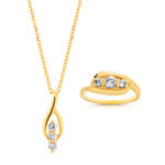 Parure plaqu&eacute; or et zirconias