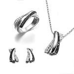 Parure argent 925 zirconias noirs et blancs
