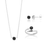 Parure argent et zirconia noir