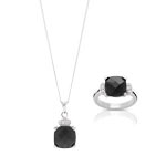 Parure argent zirconia noir
