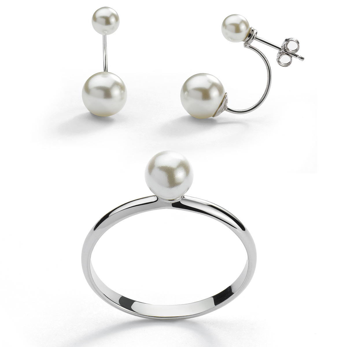 Parure argent 925 perles imitation