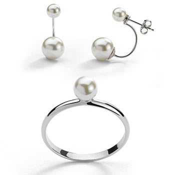 Silver set 925 imitation pearls