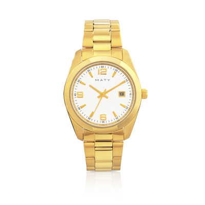 Montre homme bracelet acier dor&eacute;