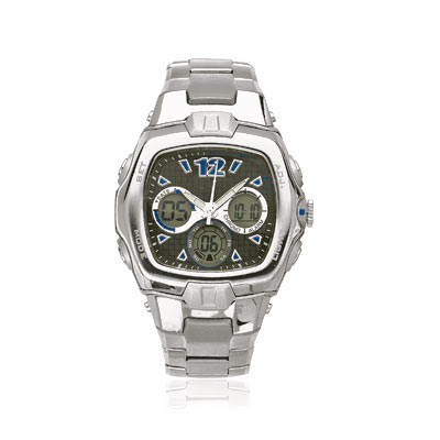 Montre homme double affichage bracelet acier