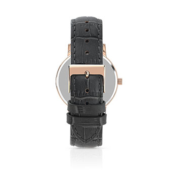 Montre homme dorée rose bracelet cuir gris foncé
