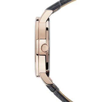 Montre homme dorée rose bracelet cuir gris foncé