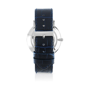 Montre acier bracelet cuir bleu