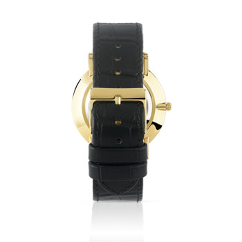 Montre homme dorée bracelet cuir noir