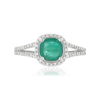 Bague MATY Or 750 blanc Emeraude et Diamants