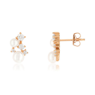 Infeein Bijoux mat plaqué or Faux Pearl Flower Post Stud Hoop Boucles d/'oreilles pendantes