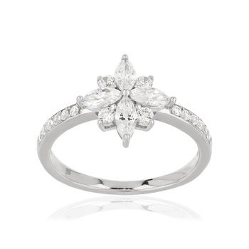 Bague argent 925 fleur zirconias