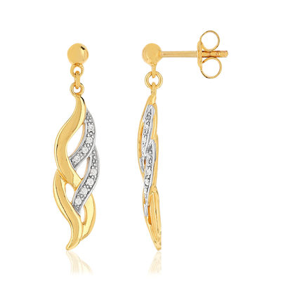 Boucles d'oreilles plaqué or pendants entrelacées zirconias | MATY