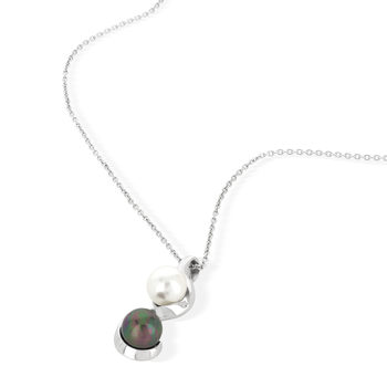 Collier argent 925 perles de culture de Tahiti et de Chine 45 cm