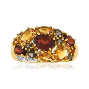 Bague or 375 2 tons pierres fines et diamants