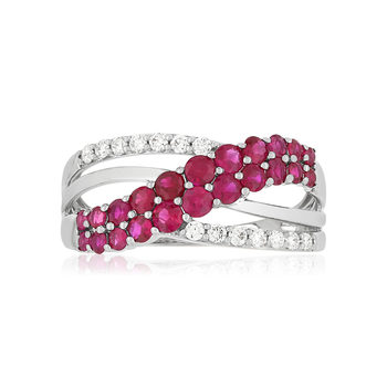 Bague MATY Or 750 blanc Rubis et Diamants