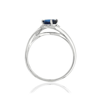 Bague or blanc 750 saphir diamants