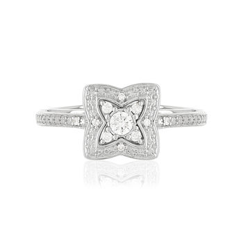 Bague or 375 blanc diamants