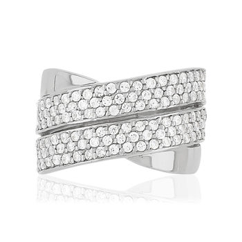 Bague argent 925 anneaux entrelacés zirconias