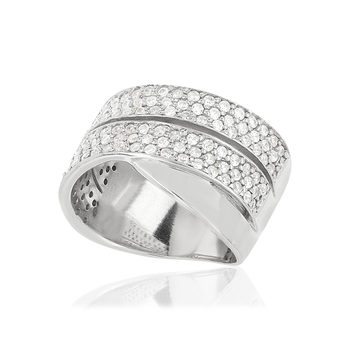 Bague argent 925 anneaux entrelacés zirconias