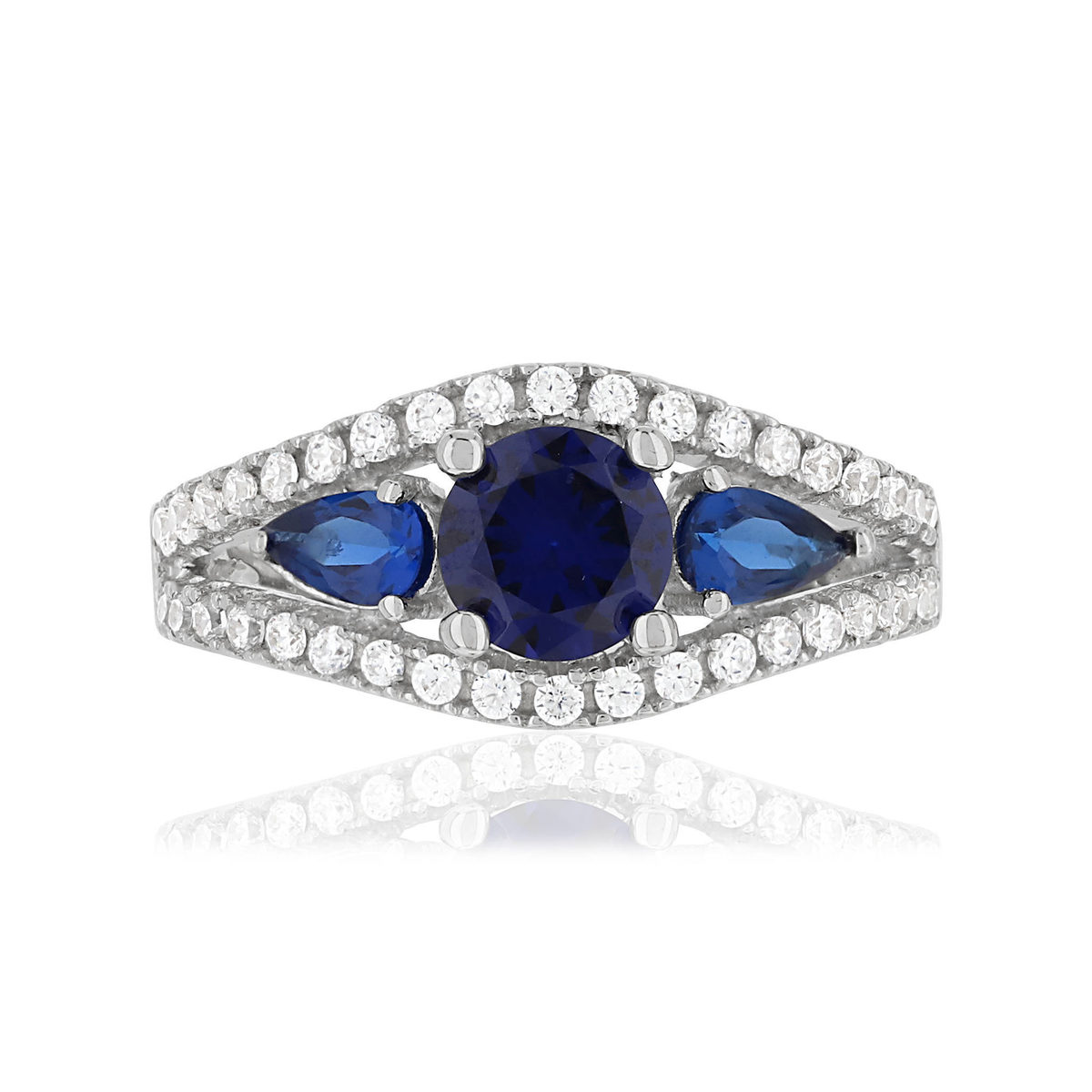 Bague MATY Argent 925 Zirconias bleus - vue V3