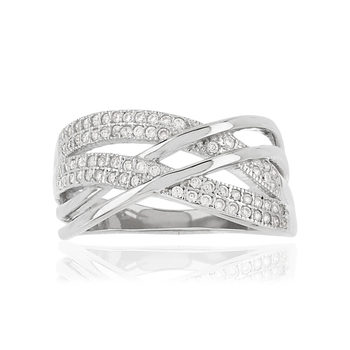 Bague argent 925 anneaux entrelacés zirconias