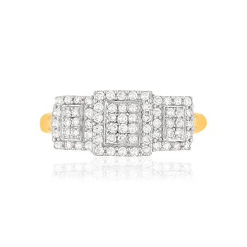 Bague or 375 2 tons rectangles diamants