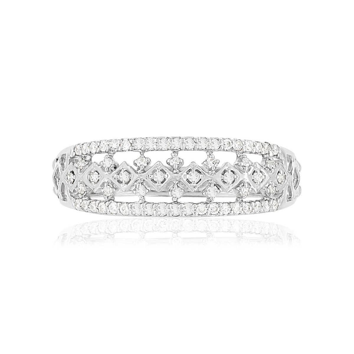 Bague MATY Or 375 blanc Diamants - vue 3