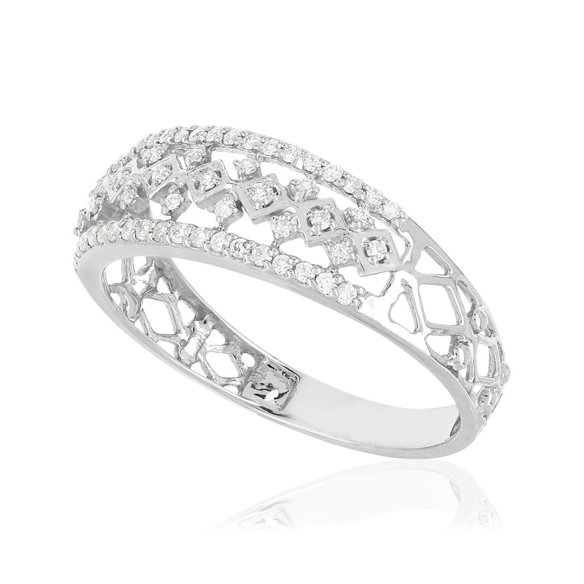 Bague MATY Or 375 blanc Diamants - vue D1