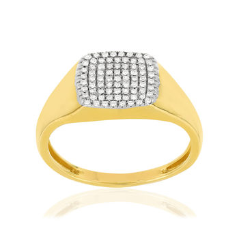 Bague or 375 2 tons carrée diamants