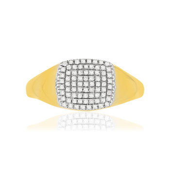 Bague or 375 2 tons carrée diamants