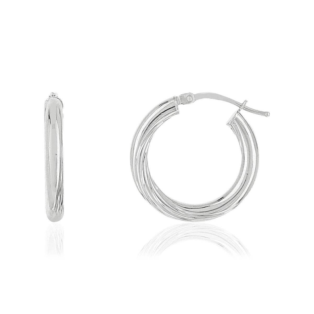 Créoles or 750 blanc striées 21 mm