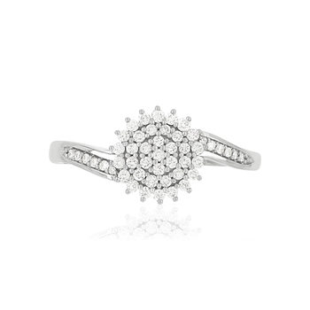 Bague or 375 blanc diamants