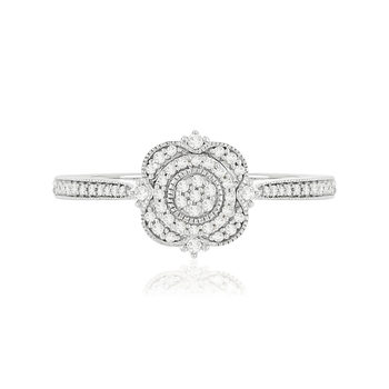 Bague or 375 blanc diamants