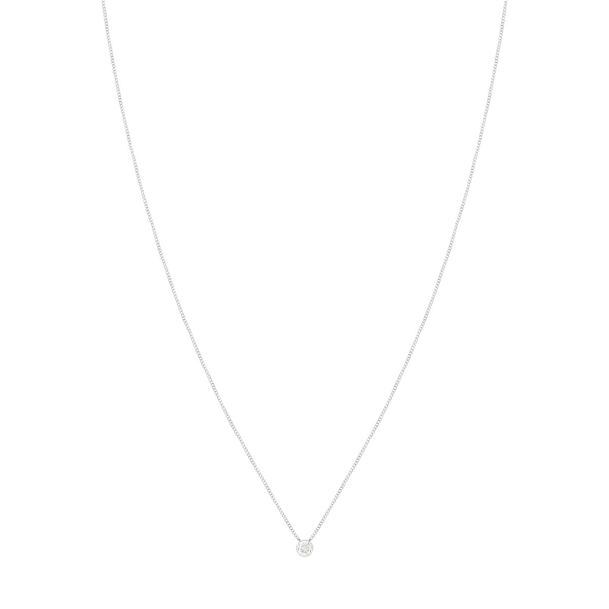 Collier or 375 blanc diamant 45 cm