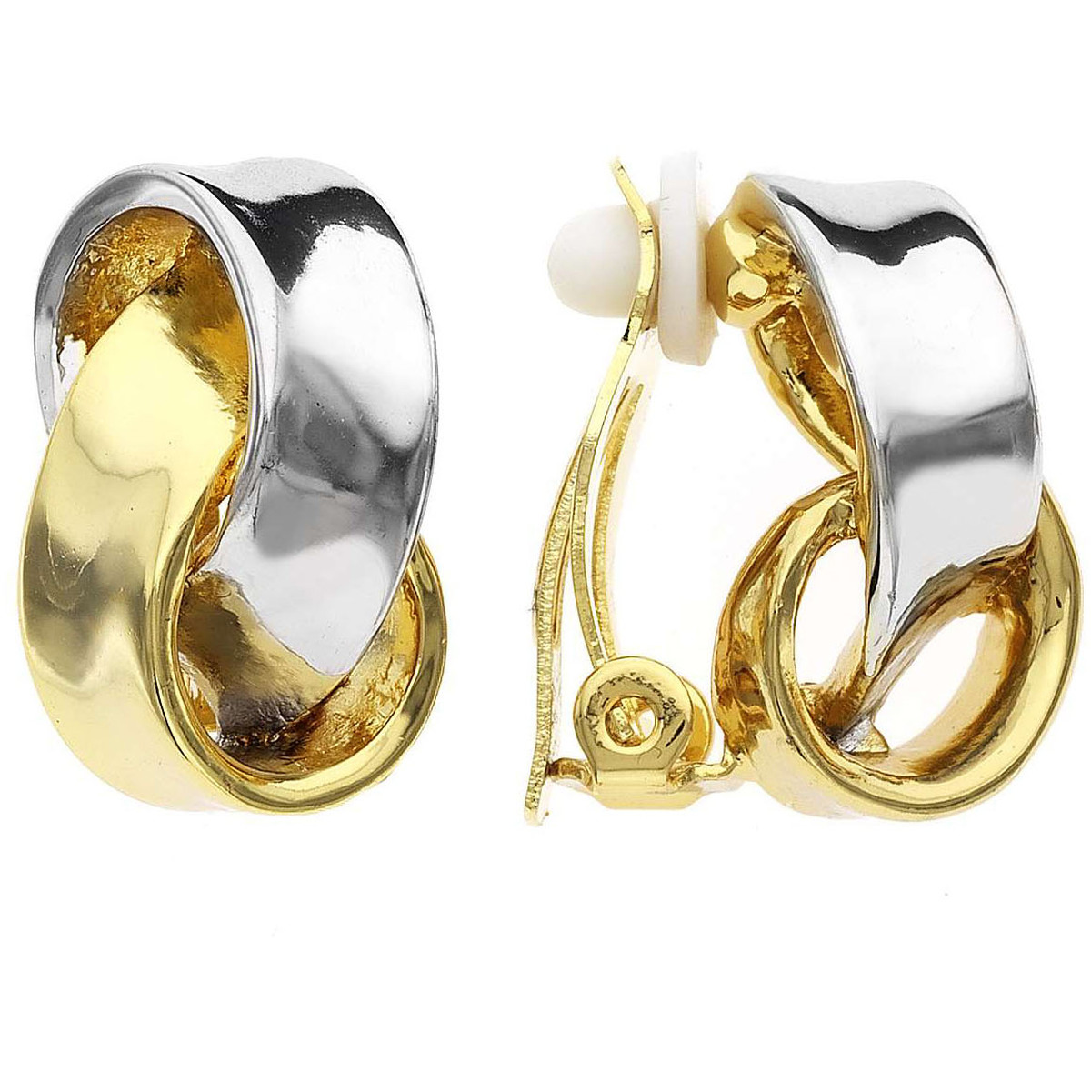 Clips d'oreilles dorés et rhodiés