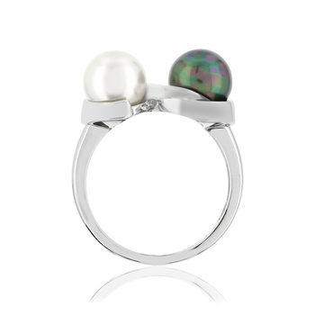 Bague argent 925 perle de culture de Tahiti et de Chine