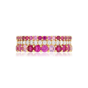 Bague plaqué or zirconias roses