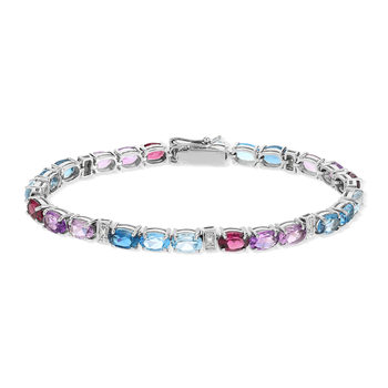 Bracelet or 750 blanc pierres fines et diamants 19 cm