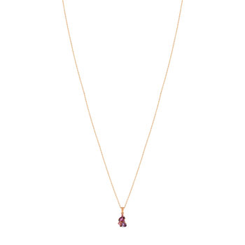 Collier or 375 rose pierres fines et diamant 45 cm