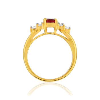 Bague plaqué or 2 tons rubis imitation et zirconias