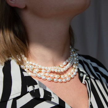 Collier or jaune 375 perles de culture de chine 42 cm