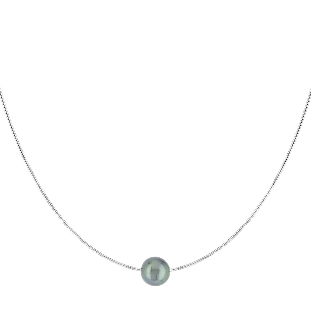 Collier argent 925 oméga perle de culture de Tahiti 45 cm