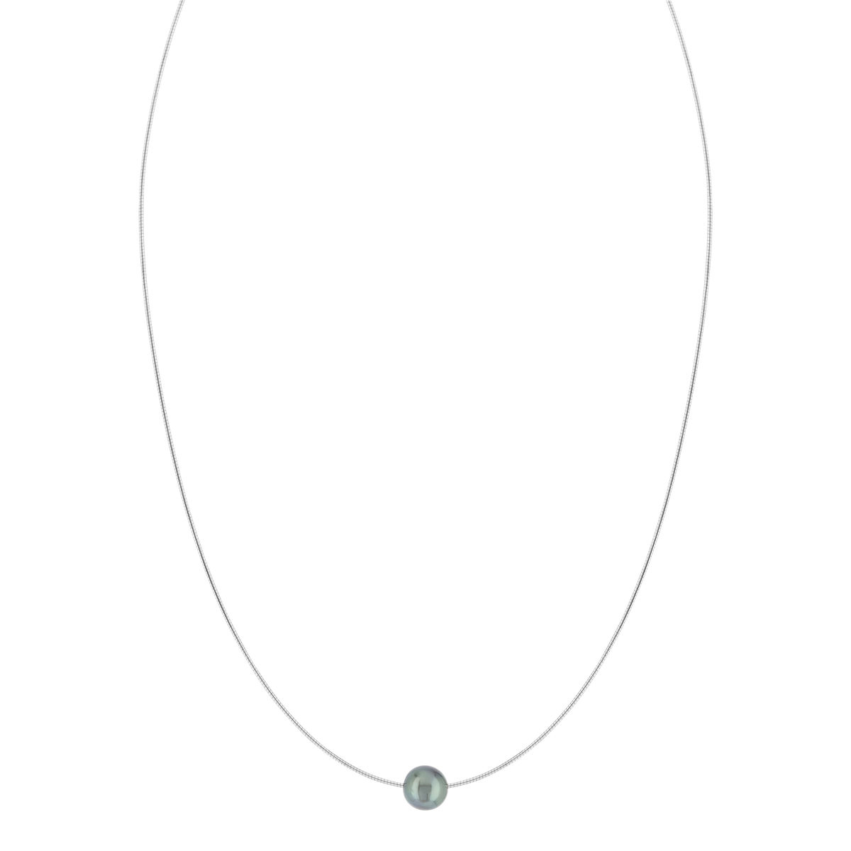 Collier argent 925 oméga perle de culture de Tahiti 45 cm - vue 2