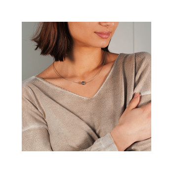 Collier argent 925 oméga perle de culture de Tahiti 45 cm