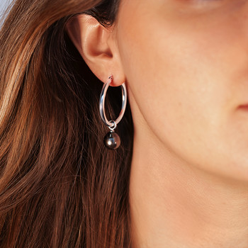 Créoles argent 925 perles de culture de Tahiti 30 mm