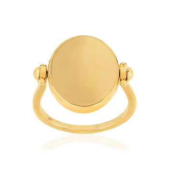 Bague plaqué or reversible laque noire ovale