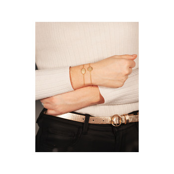 Bracelet plaqué or médaille ovale personnalisable 18 cm