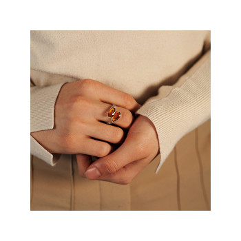 Bague argent 925 ambre taille poire