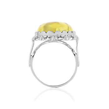 Bague argent 925 fleurs ambre