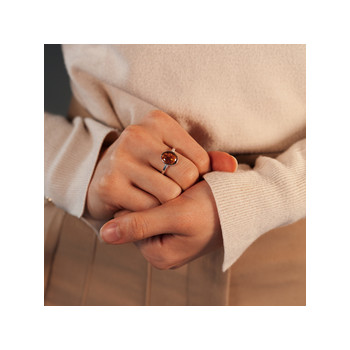 Bague argent 925 ambre ovale
